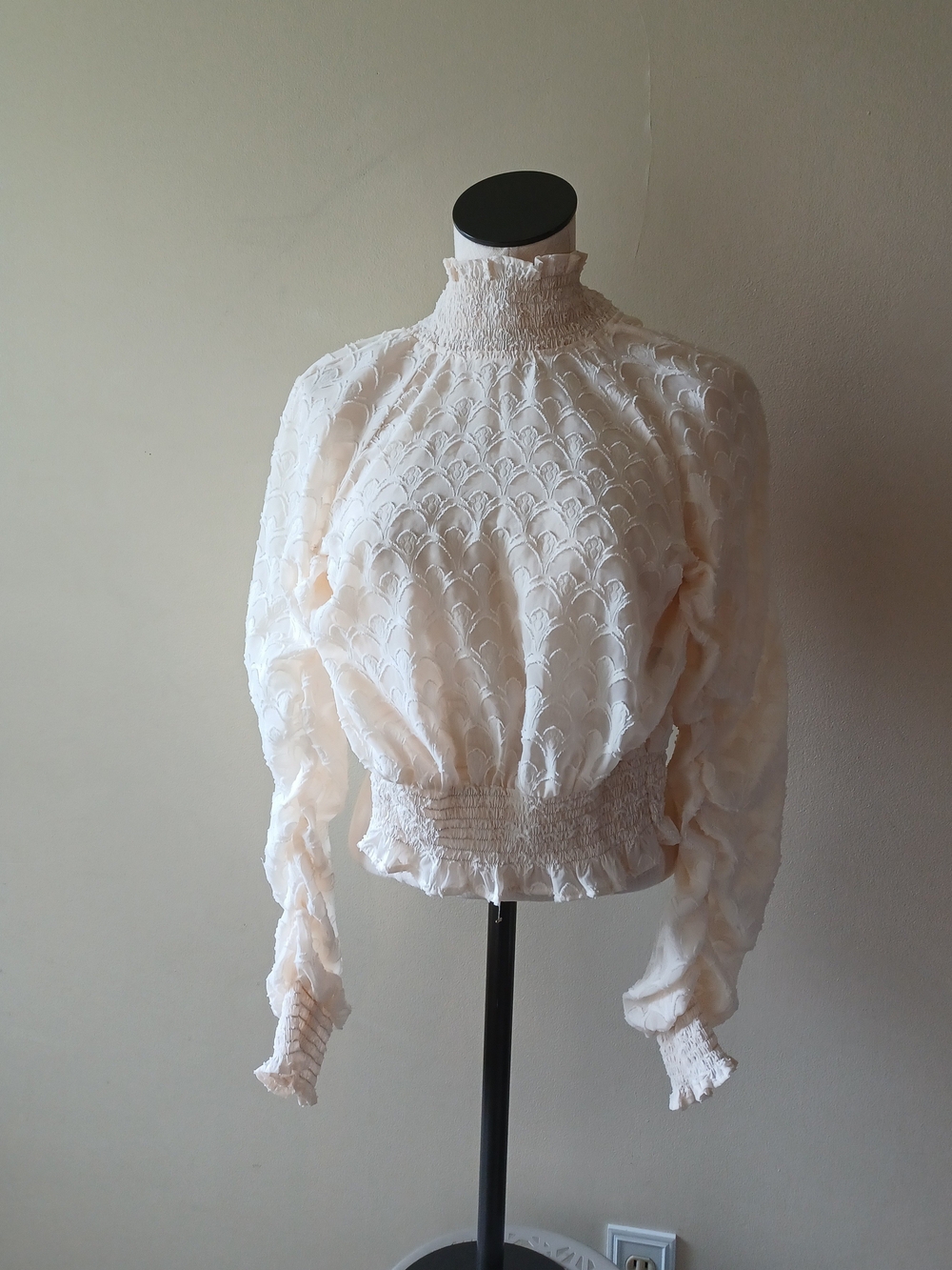 H&M Cream Turtleneck  Semi- Sheer Blouse Size 2